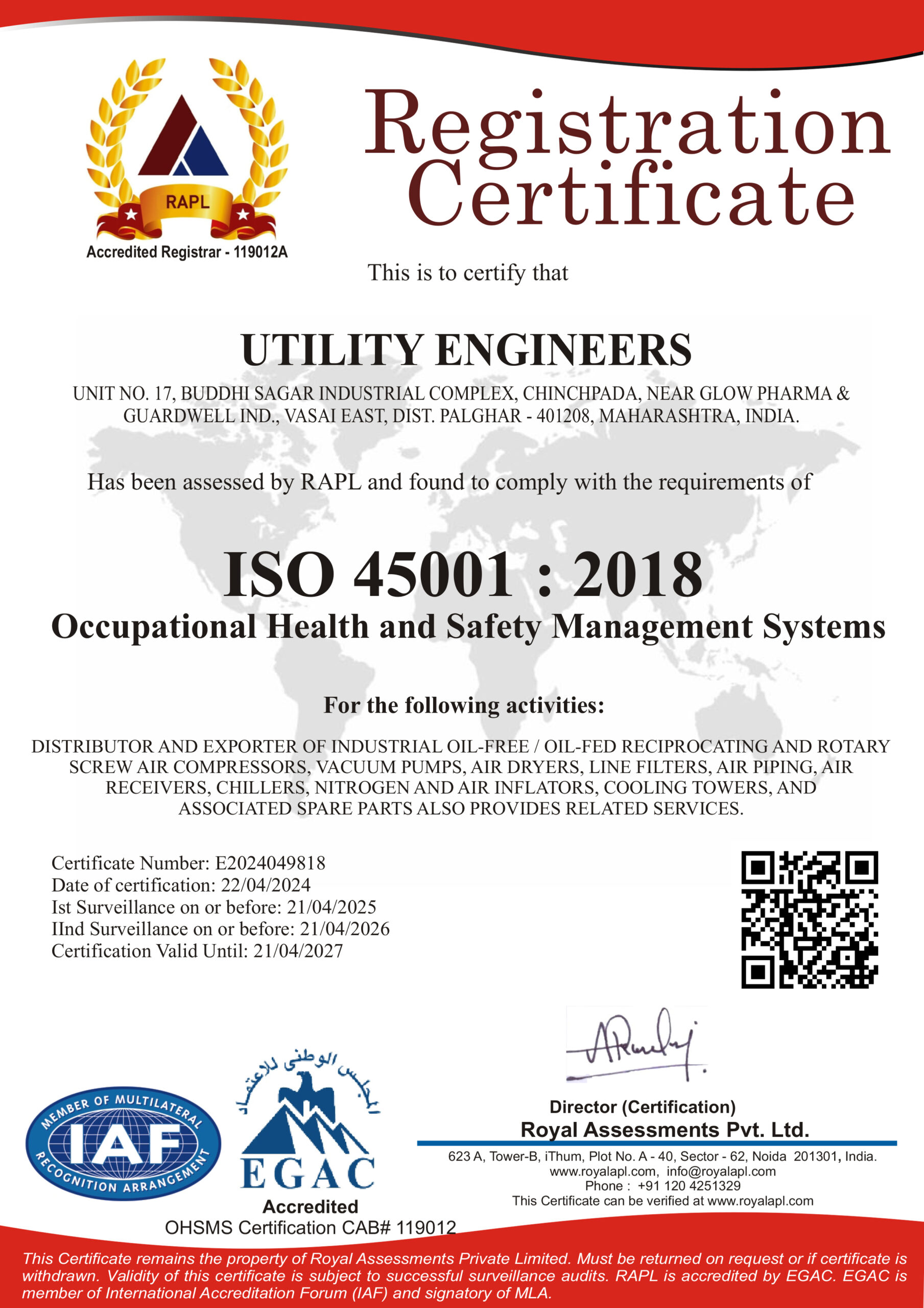 OHSMS Certificate