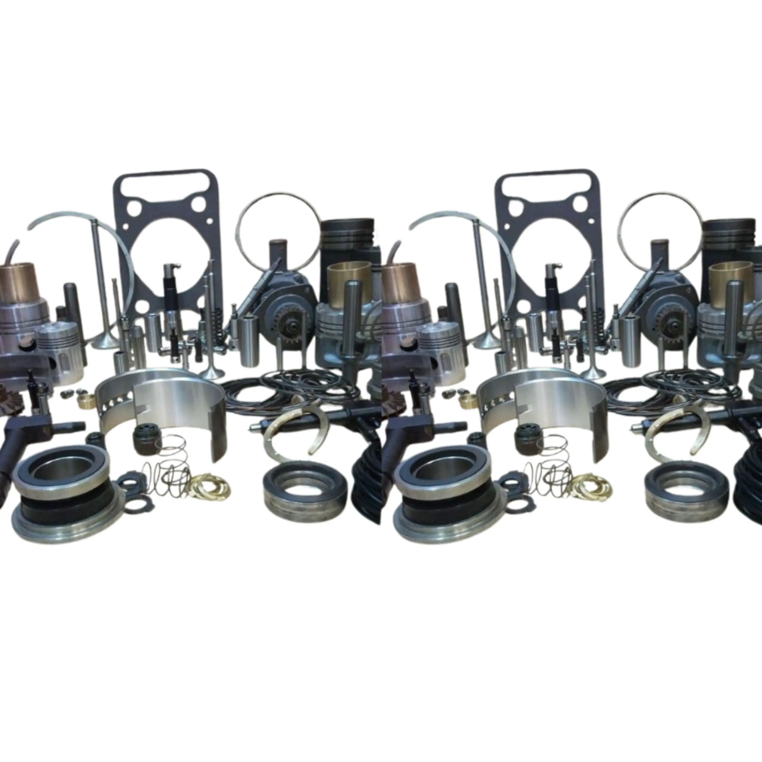 Industrial screw compressor maintenance kit including oil filter, air filter, separator filter, and compressor oil for preventive servicing